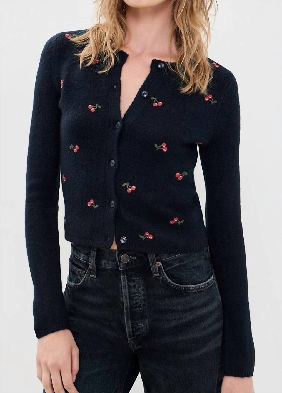 NEW DAZE muse fitted cardigan in cherry